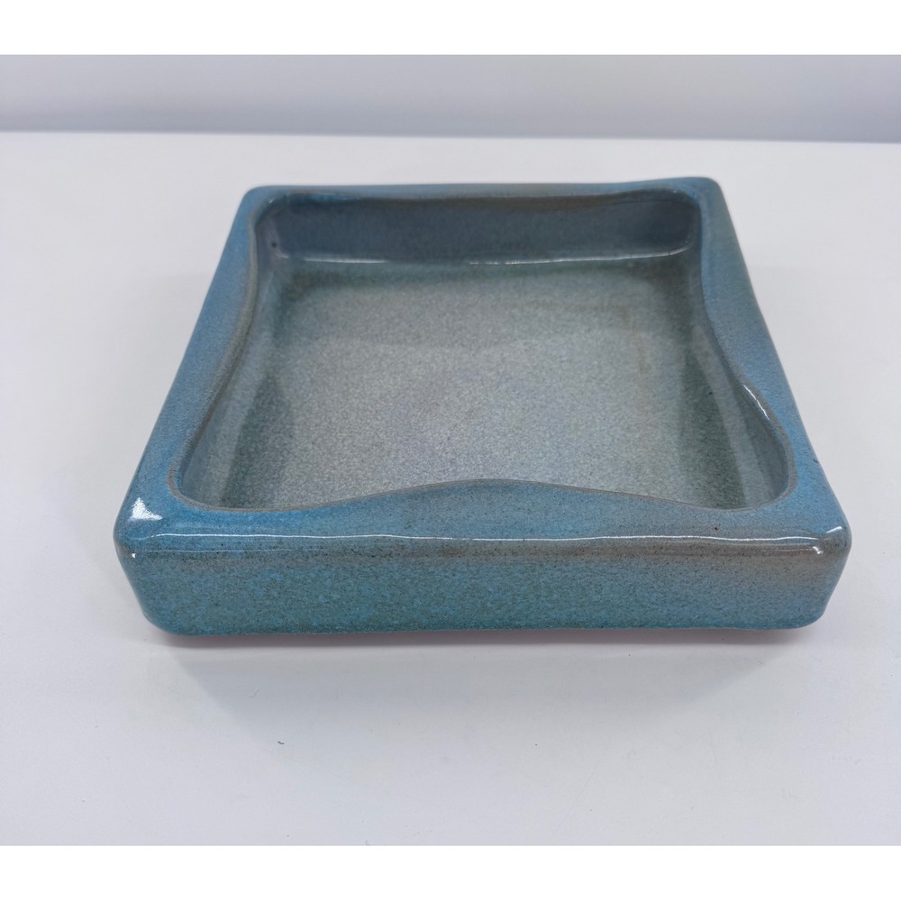 Glidden Pottery Square Tray Blue Glaze Mid Century Modern Bowl Planter‎ Vintage